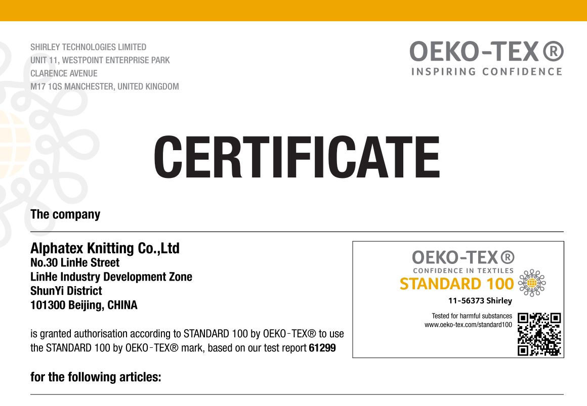 OEKO-TEX® STANDARD 100 Certification Renewal
